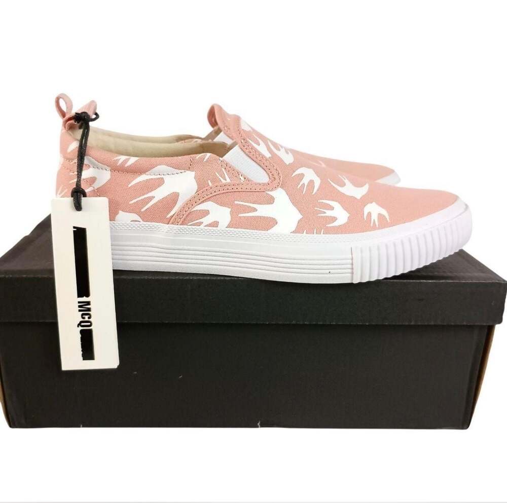 McQ by Alexander McQueen Swallow Canvas Slip-On Sneakers Pink White